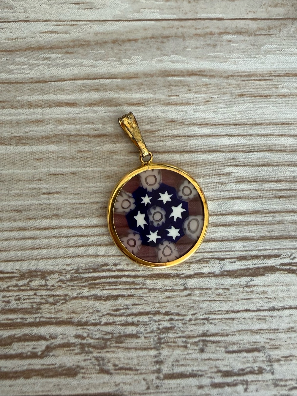 Antique Antica murrina blue purple Venetian Italian glass pendant star Venice!